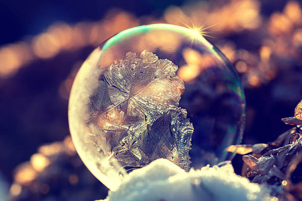 istock Delicate Frozen Bubble with Intricate Frost Patterns 2254953510