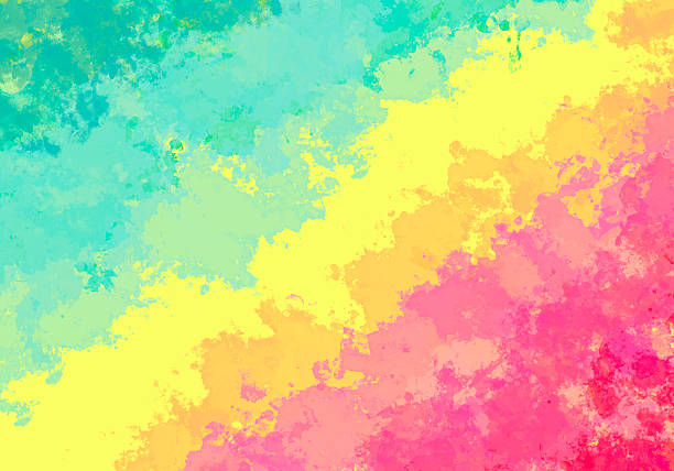 Abstract Watercolor Background in Vivid Colors - mint green, yellow, hot pink
