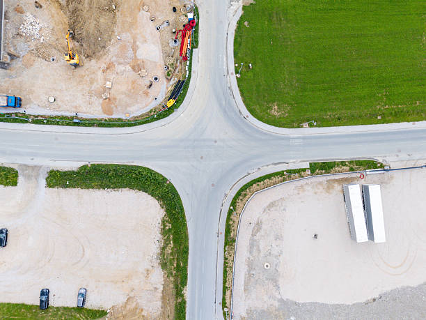 istock Aerial View of Rural Intersection and Construction Site 2254962013