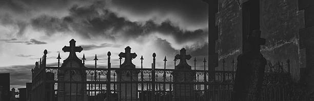 Old cemetery on the stormy day.