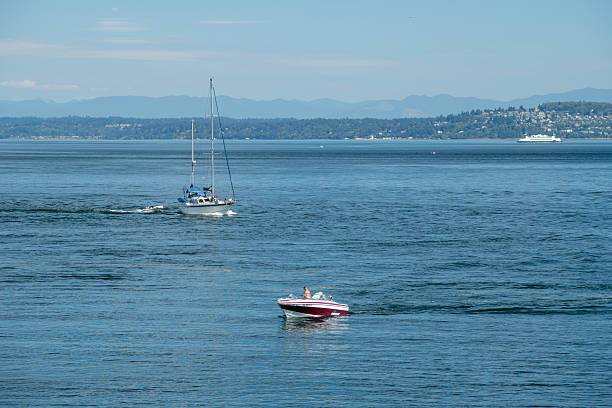 Gig Harbor, USA - August 8, 2025. Sailing at Puget Sound, Gig Harbor, Washington, USA