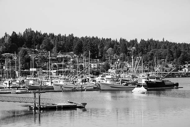 Gig Harbor, USA - August 8, 2025. Marina in Gig Harbor, Washington, USA