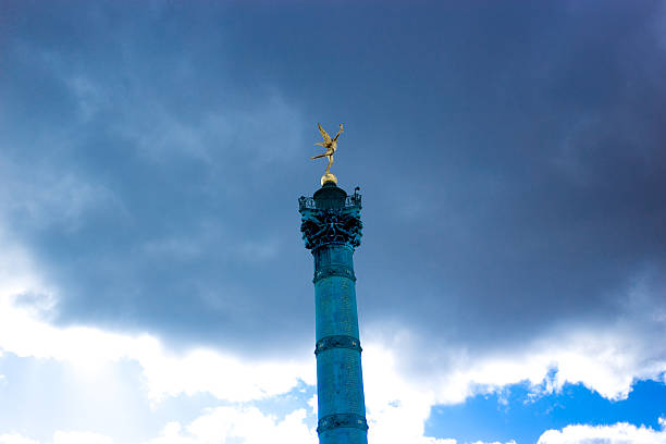 Paris, France: Top of Bastille Monument, Storm Cloud, 11th