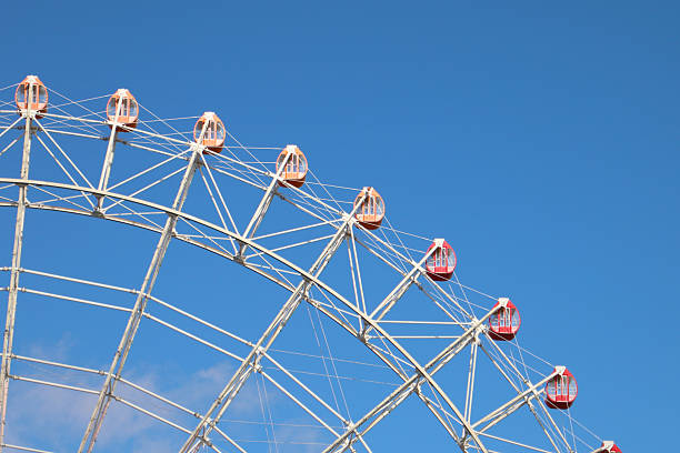 A giant Ferris wheel against blue sky.