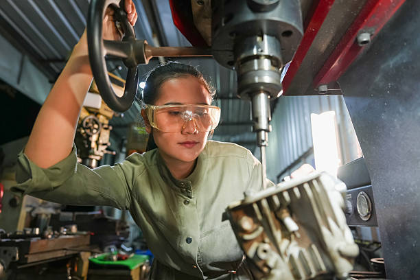 istock Machining precision skilled woman engineer in workshop industrial setting close-up view empowerment concept 2254992360