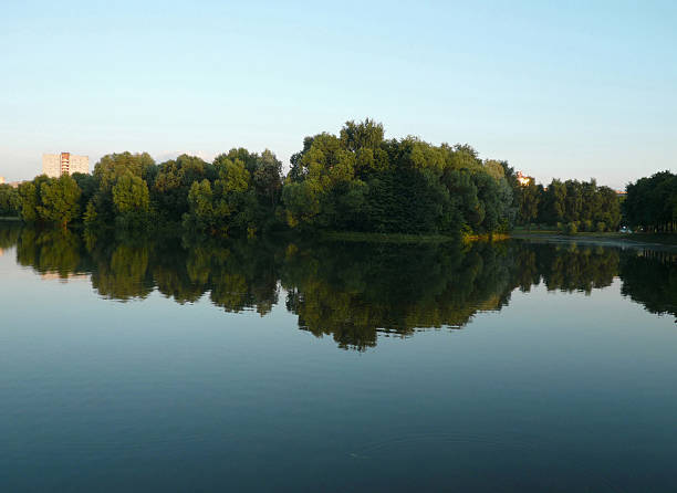 summer in city park at evening