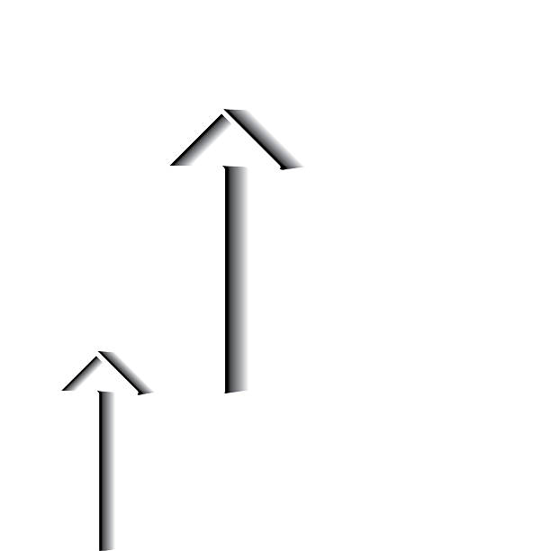istock Small white arrow and a big white arrow pointing up with white background and shadow with empty space. 2255014538