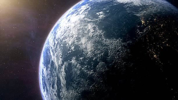 Cinematic planet Earth and Moon space view, glowing earth with city lights and atmospheric rim light, moon drifting through star filled cosmos, epic sci fi mood, deep space exploration, dramatic universe backdropWorld map element of this clip furnished by NASA : https://visibleearth.nasa.gov/collection/1484/blue-marble