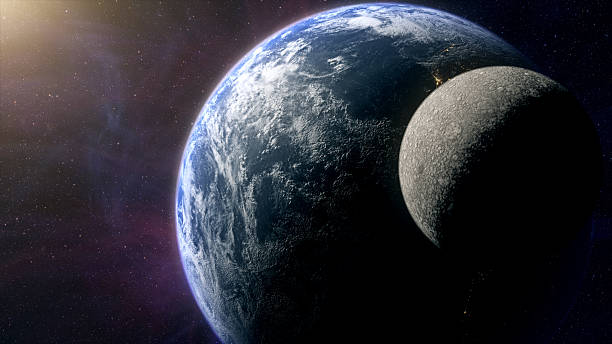 istock Cinematic planet Earth and Moon space view 2255030380