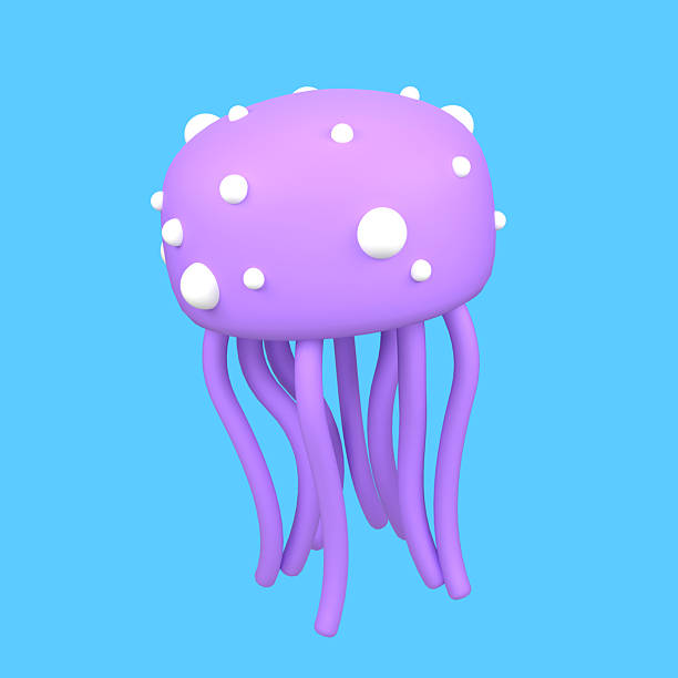 3D purple jellyfish with white spots icon