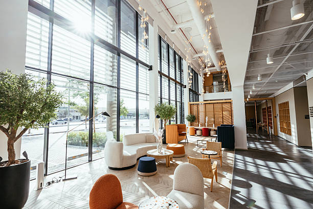 istock Large bright office space and lobby with large windows 2255037646