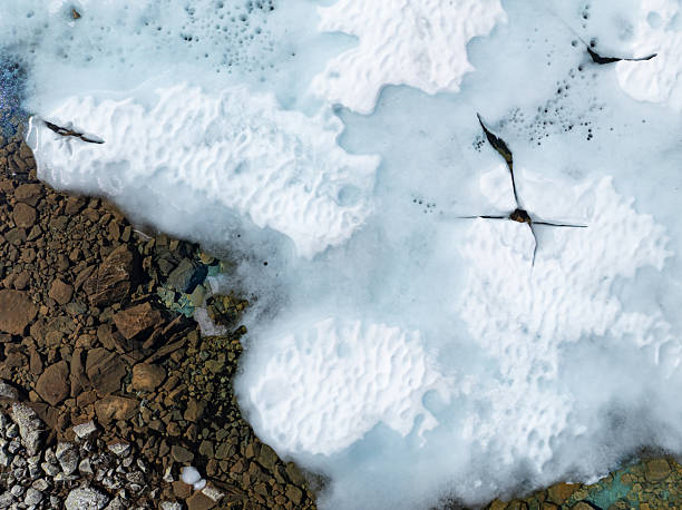cracks on the melting sea ice surface
