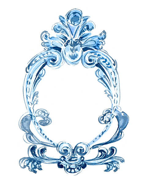 istock Watercolor frame for image or text. Cerulean blue bohemian ornament of oval shape. Thank you card template. Isolated hand drawn abstract illustration 2255051132