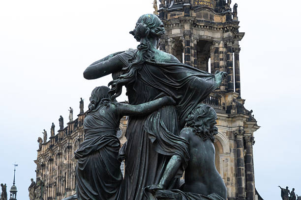 Statue with old town Dresden in the back