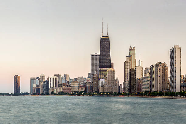 istock Panoramic image of Chicago skyline at sunset with dramatic sky. 2255061889