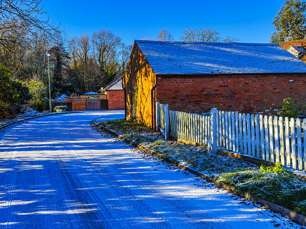 Very cold frosty morning in Guildford , The Mount  park and garden city viewing point Guildford Surrey England Europe