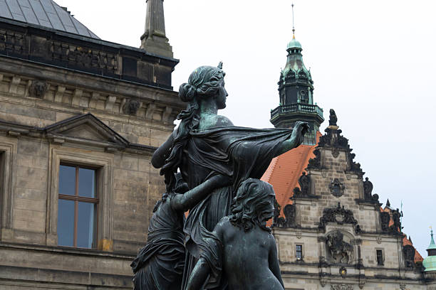 Statue with old town Dresden in the back