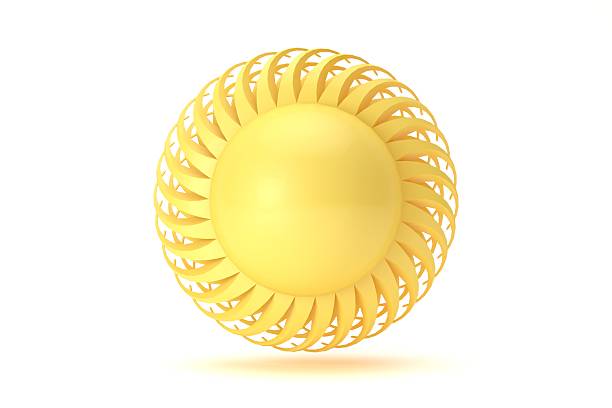 Abstract Yellow 3D Sphere with Flowing Ribbon Structure