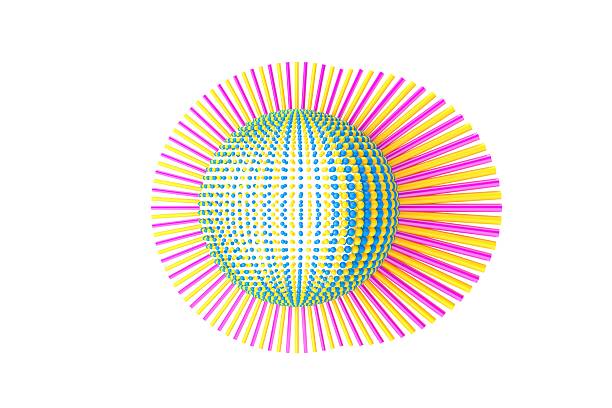 Colorful Abstract 3D Sphere with Radiating Lines on White Background