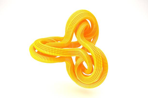 Abstract Yellow 3D Twisted Geometric Shape on White Background