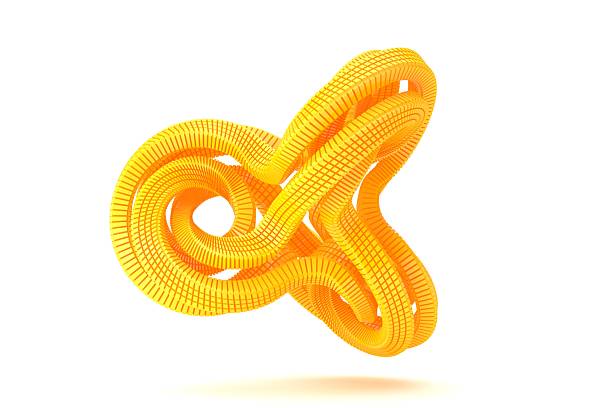 Abstract Yellow 3D Twisted Geometric Shape on White Background