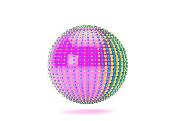 Colorful Abstract 3D Dotted Sphere on White Background