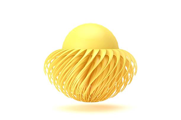 Sphere with twist lines. Glowing lines twisting Logo design. Outer space object. Futuristic technology style. Sphere particles. 3d rendering.