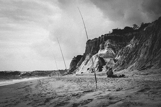 Black and White lonely fishing rods