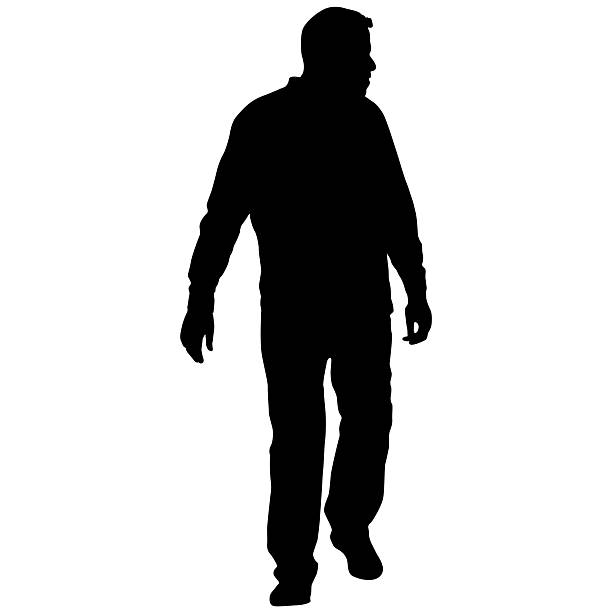 istock Black silhouette of a standing man on a white background 2255086388