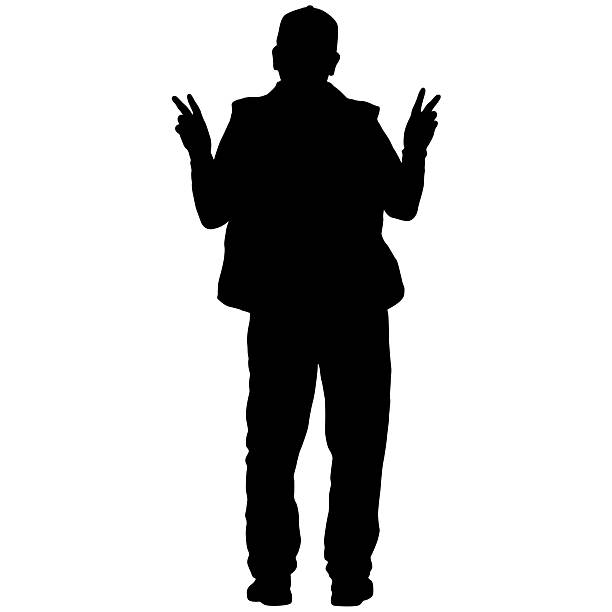 istock Black silhouette of a standing man on a white background 2255086390