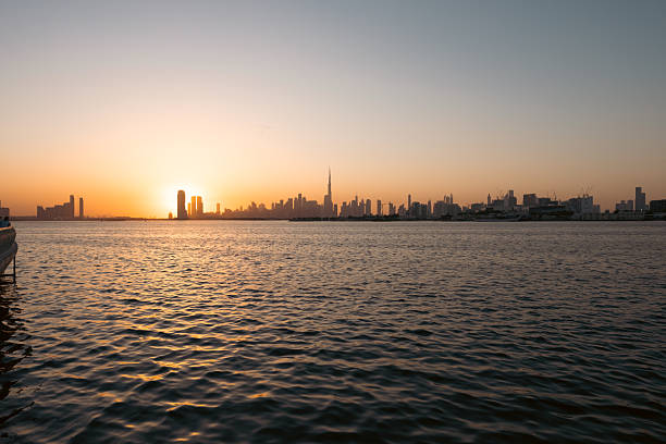 istock Wide angle Dubai skyline, Dubai real estate 4k background at sunset, vertical view 2255087519