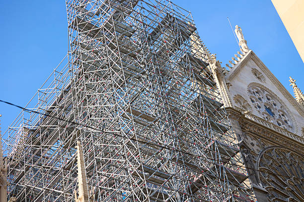 istock Scaffolding on Notre Dame Cathedral facade during reconstruction 2255089075