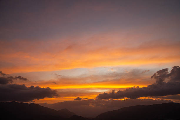 Sunset background. Beautiful sky with colorful clouds.