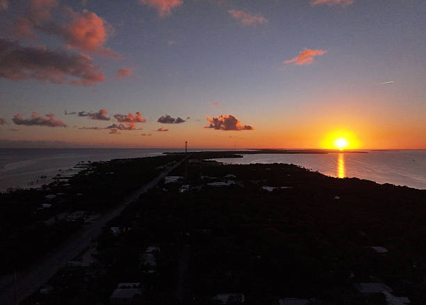 Sunset in the Florida Key with Boats, Docks and iconic sunsets.
