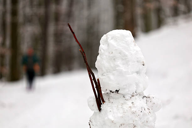 Young woman hiking in the winter on the snowy mountain