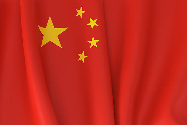 China flag with fabric texture background