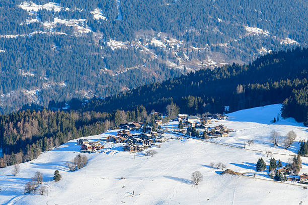istock Winter chalets clustered on snowy Megeve hillside 2255126650