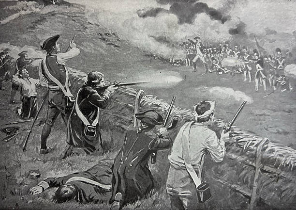 Antique illustration pre 1900 - The Battle of Bunker Hill - American Revolutionary War