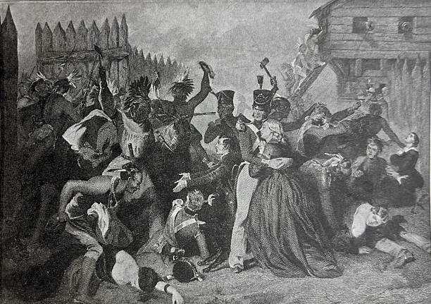 Antique illustration pre 1900 - Massacre At Fort Mimms