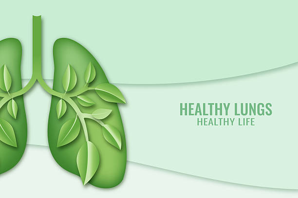istock Healthy Lungs Banner In Shades Of Green 2255140463