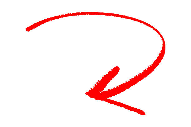 istock Red Hand Drawn Brush Curved Left Arrow for Highlight and Attention Icon 2255150072