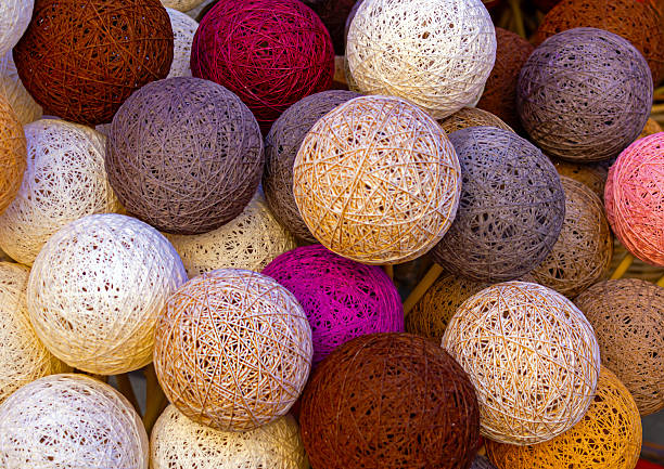 Colorful knitting yarn thread balls background tool crafts
