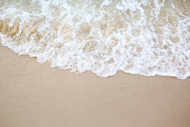 Gentle white waves washing over the soft golden sand.