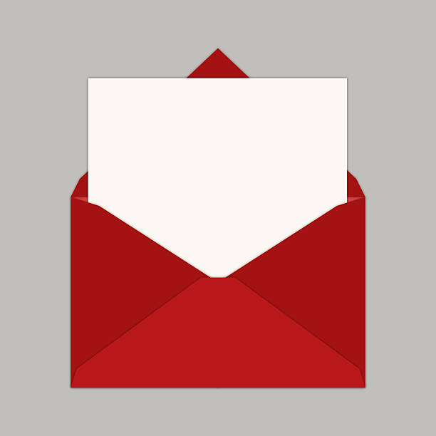 stockillustraties, clipart, cartoons en iconen met red open envelope with white blank letter graphic illustration - envelop