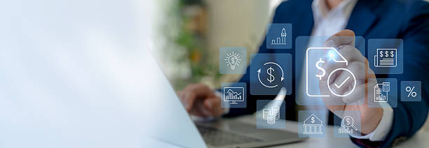 istock Financial approval and secure payment concept. Glowing digital finance icon with a dollar sign and check mark. Financial approval, secure transactions, trust and budget, business finance decisions. 2255162016