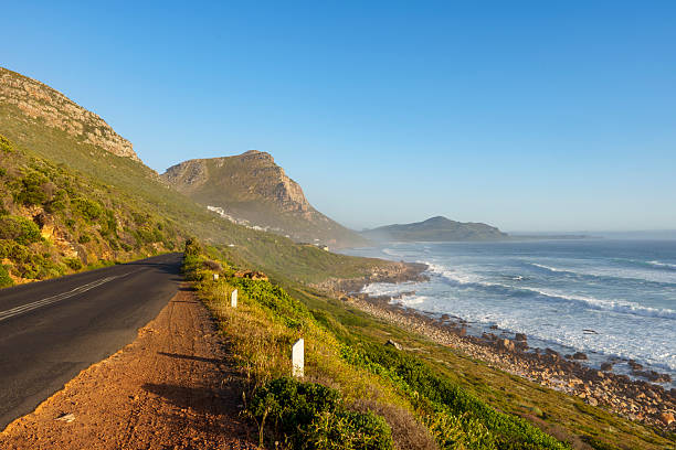 View along the rocky Atlantic Ocean coastline between Scarborough and Misty Cliffs on the Cape Peninsula. Cape Town. Western Cape. South Africa.