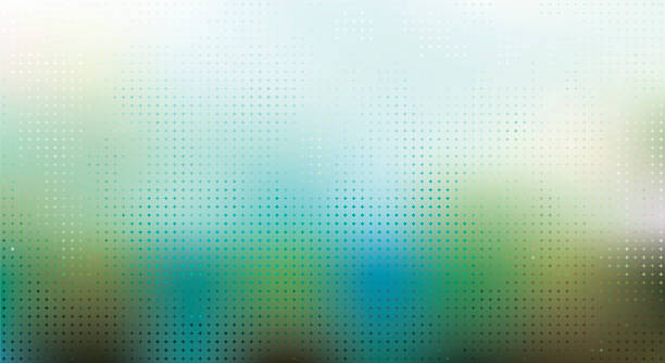 Vector abstract background in blue, green, and purple in halftone style, consisting of four-point star elements.