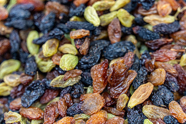 Raisins of various colors