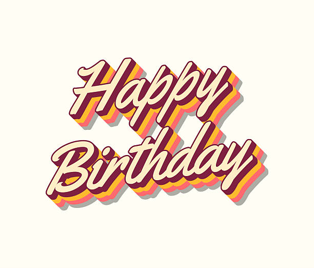 Vintage Retro Happy Birthday Text with 3D Layered Effect