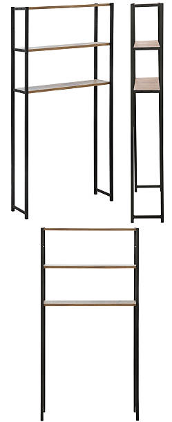 istock Modern home shelving unit with wooden shelves 2255176725
